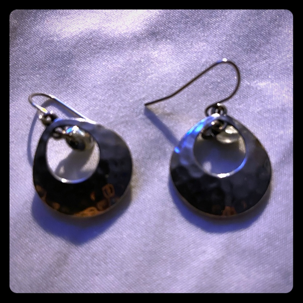 Silver dime to nickel sized dangling earrings